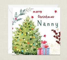Buon Natale Tata Biglietto di auguri con busta - Buon Natale - Buone Feste - Festive - Joyeux Noel - Albero - Nonna - Nan - Nannie
