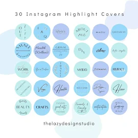 30 punti salienti di Instagram estetici blu / Copertine estemporanee di Instagram / Copertine di Instagram Canva Highlight / Highlight della storia es