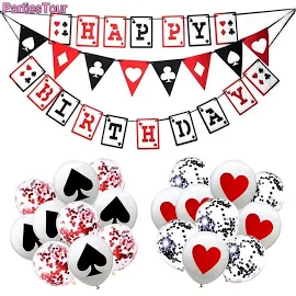 Decorazione della festa a tema del casinò palloncini in lattice di coriandoli Logo del Poker appeso