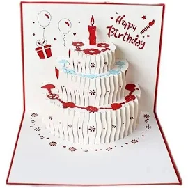 Biglietto di buon compleanno 3D torta di compleanno carte Pop-Up fiori biglietto di compleanno