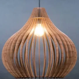 Ciondolo scandinavo, lampada a sospensione in legno, luce moderna di metà secolo, lampada scandinava, paralume in legno, luce in legno, luce moderna,