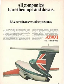 1969 Originale Pubblicita' Americana Bea British European Airways N°1