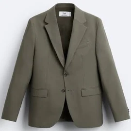 Zara - Blazer da Completo misto lana - Verde - Uomo