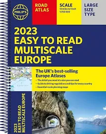 2023 Philip's Easy To Read Multiscale Road Atlas Europe