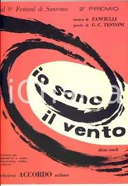 1959 Festival Di Sanremo Arturo Testa Io Sono Il Vento Spartito