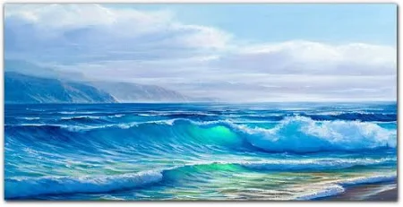 Stampa Quadro su Tela 100x50 cm Tulup – Quadro su Tela Canvas Design Unico – Onde dell’oceano