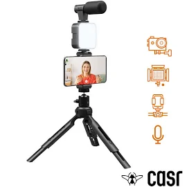 Pack da streaming e vlog per smartphone, treppiedi + microfono + proiettore a LED - Casr