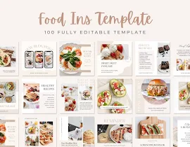 Modello Instagram alimentare / Storie post Instagram / Ricetta di cucina alimentare Alimentazione sana / Modello Canva / Dietista Social Media Marketi