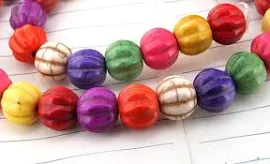 Un filo completo--- nuovissimo arcobaleno zucca turchese multicolore melone turchese perline ---- filo da 14 mm ---- 16 pollici