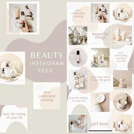 Modello di feed puzzle Instagram per Canva / Bellezza / Modello Instagram, Minimalista, Moderno, Neutro, Feed puzzle, Modelli di post Instagram