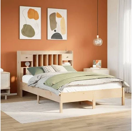 Letto libreria senza materasso 135x190 cm in legno massello di pino