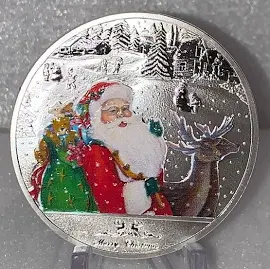 10 pezzi di buon Natale e Babbo Natale che consegna i regali, moneta con renna