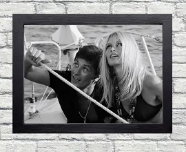 Fotografia vintage di Brigitte Bardot e Alain Delon, arte da parete retrò, stampa fotografica di Bardot e Delon, poster della Vecchia Hollywood, arred