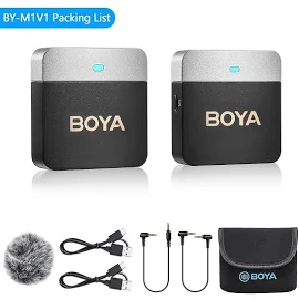 Microphones Boya by-m1v Microfono a Condensatore Lavalier Wireless per Iphone Android Smartphone Fotocamera PC Gaming Youtube Broadcast Vlog By-m1v1