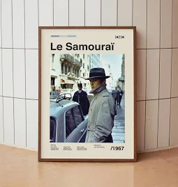 Le Samourai Poster cinematografico minimalista vintage - Alain Delon - Stampa artistica da parete di metà secolo