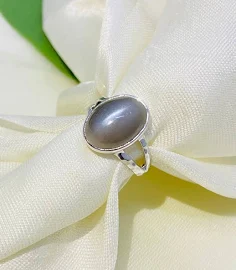 Pietra di luna grigio naturale, argento sterling 925, 10x14 MM OVAL, anello di fidanzamento, anello di tutti i giorni, anello da donna, anello a fasci