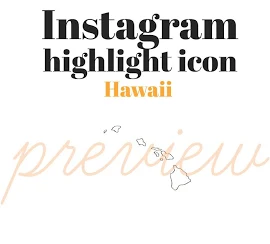 Icona dello stato delle Hawaii, Instagram Highlight Cover, IG Story Icons, JPG, PNG, Illustrazione disegnata a mano, Modello, Instagram Cover Image Ca