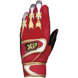 ザナックス XANAX バッティング手袋 両手 BBG105 2307 レッド×ゴールド バッティンググローブ 打者用手袋 一般 野球
