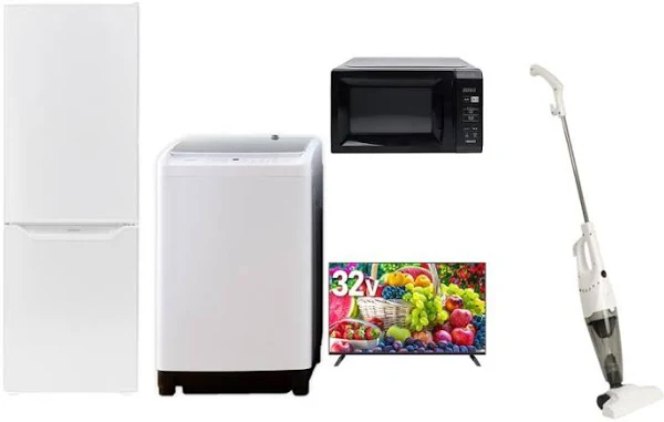 家電セット 一人暮らし 新生活 家電セット 5点セット 洗濯機 冷蔵庫 電子レンジ テレビ 電気ケトル 山善... ブラック系/ホワイト系