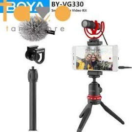 Boya-スマートフォン用ミニ三脚BY-VG330 コンデンサー付きビデオセット YouTube用マイク ストリーミング vlogging