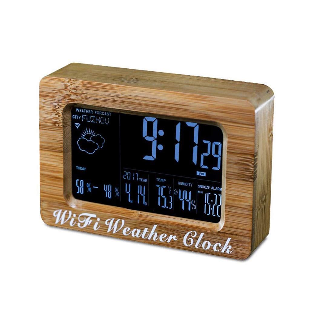 気象ステーション付き目覚まし時計 スマート天気時計 LCDデジタルディスプレイ天気予報 スマート音声制御目覚まし時計 省エネ 低炭素 大型ディスプレイと原子時計