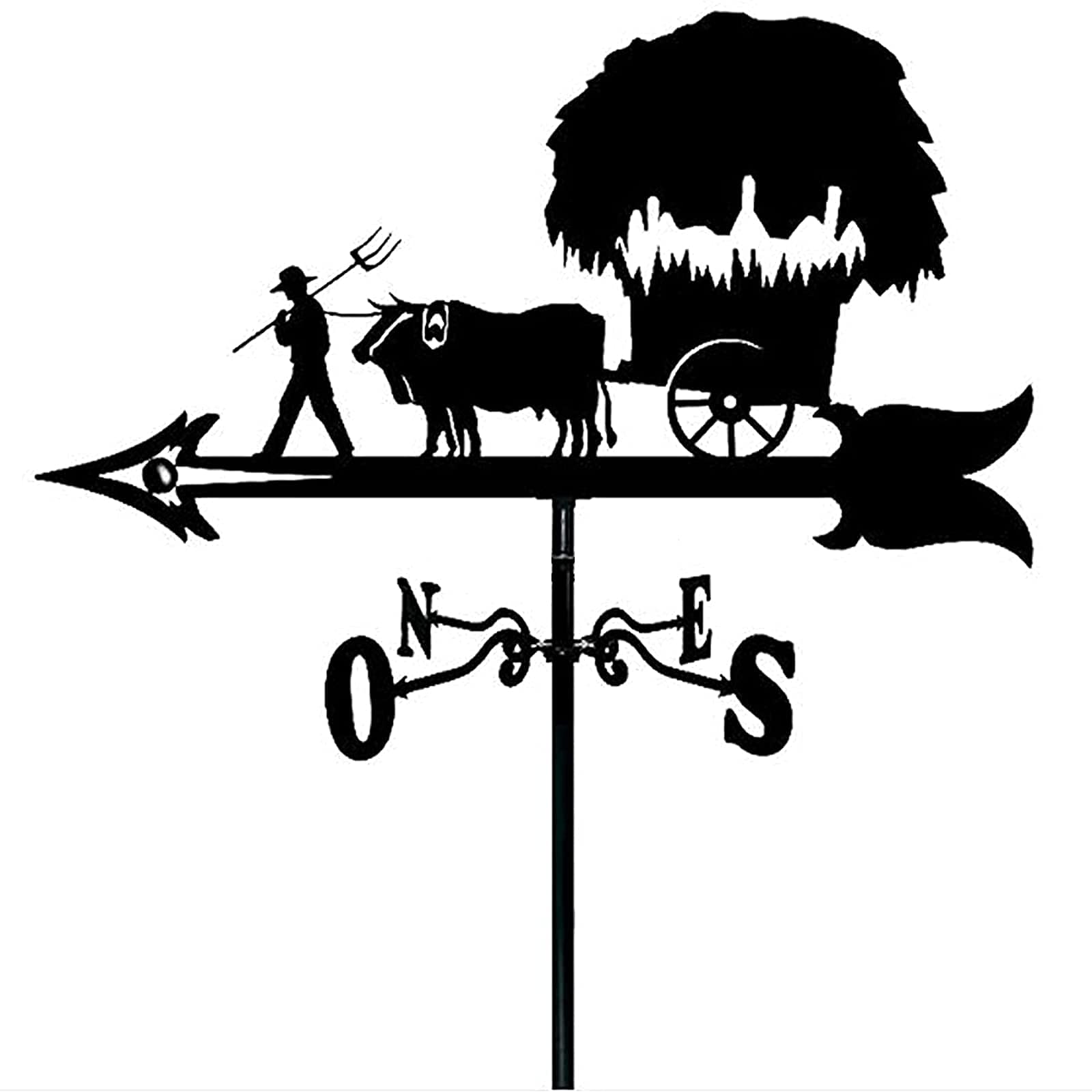 クラシック天気計老人と牛天気計金属風向計風向計庭の建築屋根金属製品