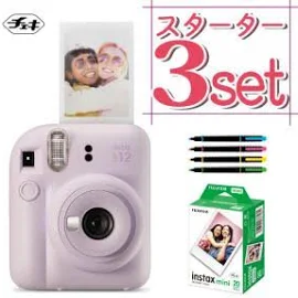 富士フイルム チェキ インスタントカメラ instax mini 12 ライラックパープル 3点セット... FUJIFILM