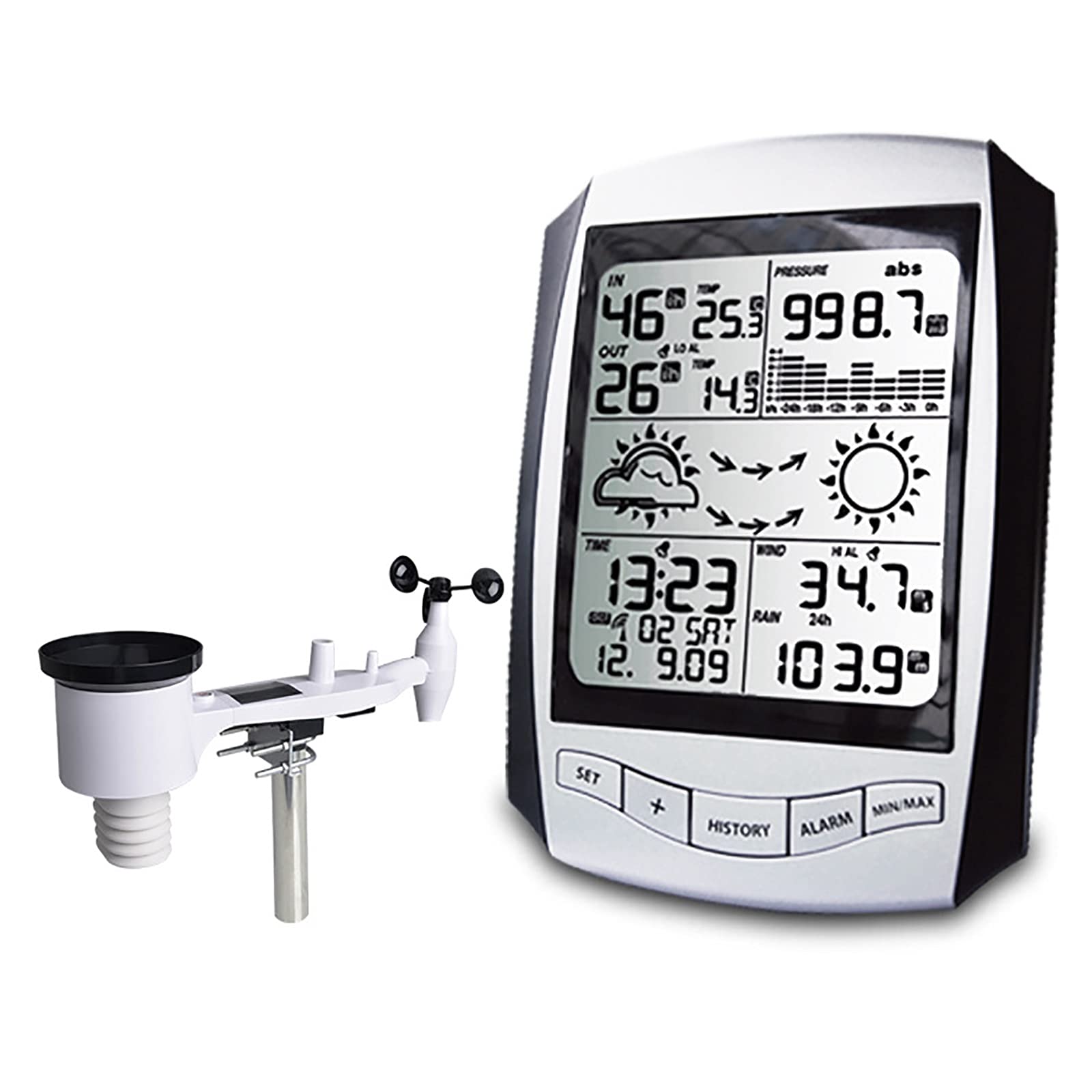 デジタル天気時計 風速計の雨ゲージが付いている天気予報機械小さな家の気象ステーション (色 : Photo color, Size : One size)