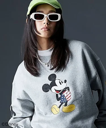 ニッセン ディズニー ミッキー/綿100%裏起毛ヴィンテージ風トレーナー/大きいサイズ有/Disney/レディースファッション/トップス/トレーナー・スウェット