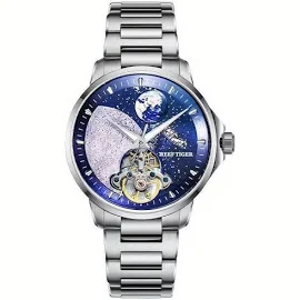 リーフタイガーメンズ腕時計ワンダリングアーストゥールビヨンスター隕石自動機械式時計夜光メンズ腕時計