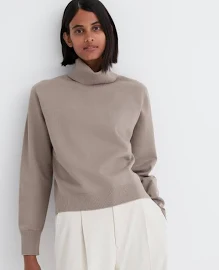 【Women】3Dスフレヤーンタートルネックセーター(スムース・長袖) セットアップ可能 ベージュ XL 【ユニクロ】