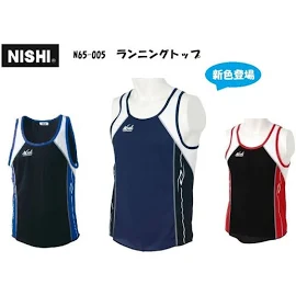 ニシスポーツ (NISHI) ランニングトップ Mens 軽量 N65-005 競走... L ニシ・スポーツ ブラック×レッド