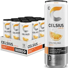 Celsius Live Fit Energy Drink, Orange - 12 pack, 12 fl oz cans