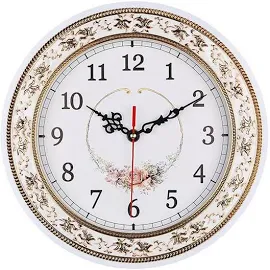 Tebery サイレントモダンクォーツ フラワーデザイン 装飾壁時計 カチッとしないデジタル11インチ時計 (ホワイト)