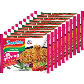 Indomie Mi Goreng インスタント炒め麺、ハラール認定、ホット&スパイシー / ペダス味、3 オンス (10 個パック) Indomie Mi Goreng Instant Stir Fry Noodles, Halal Certified, Hot & Spicy / Pedas F