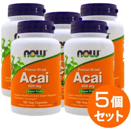 【5個セット】オーガニック アサイー 500mg 100粒(サプリメント) NOW サプリメント 健康サプリ サプリ 植物 ハーブ now ナウ 栄養補助 栄養補助食品 アメリカ カプセル 植物性エキス