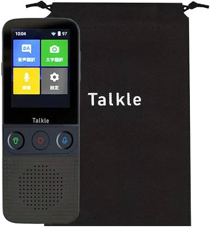 どこでも翻訳機 Talkle トークル 収納袋付き 翻訳機 写真翻訳 録音翻訳 双方向翻訳 Wi-Fi テザリング