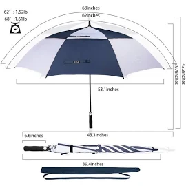 ゴルフ傘 長傘 ワンタッチ 自動開け大きな傘 100cm 梅雨対策 台風対応 ビジネス用 メンズ 青/白 傘の長さ100cm輸入品