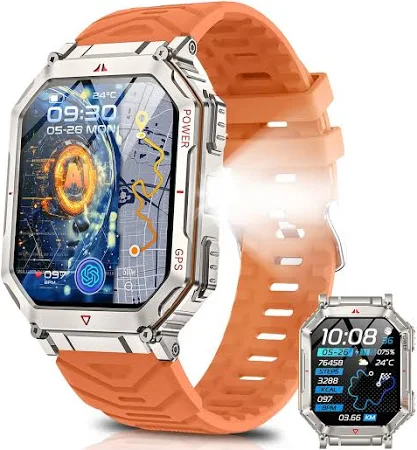 スマートウォッチAI文字盤 Bluetooth5.3通話 LINE/メッセージ通知 振動と着信音設定 防塵 100+運動モード GPS運動記録 高輝度懐中電灯 2.01イン