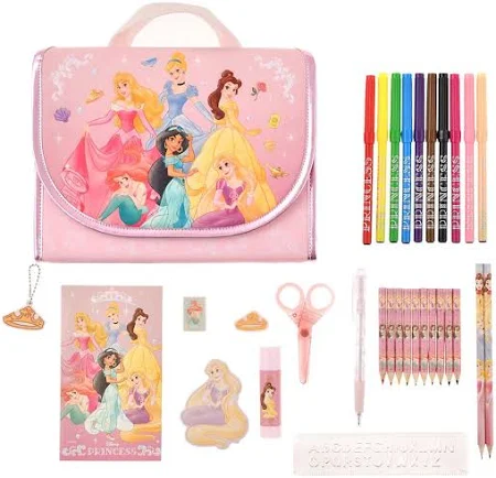 再入荷/キッズ用/ディズニープリンセス ステーショナリーセット バッグ風ケース入り ロマンティックプリンセス
