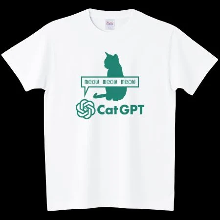 CAT GPT(キャットGPT)【パロディー商品】文字グリーン・チャットGPT Tシャツ 猫Tシャツ特集 パロディーTシャツ特集