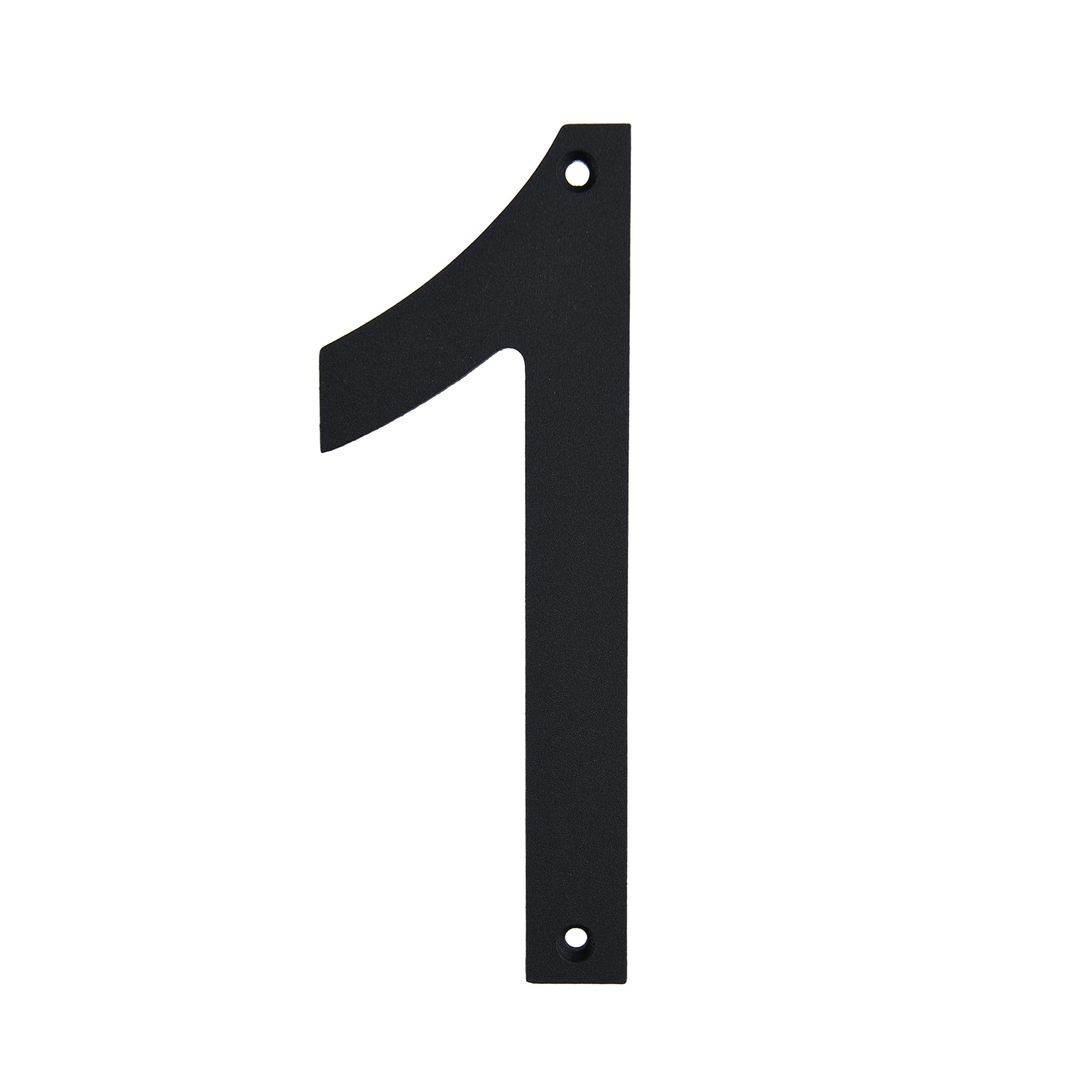 家屋番号 外側用 - 6インチネジ ステンレススチール 郵便受け番号 - 防錆/簡単取り付け/色あせ防止/ブラック/ナンバー1