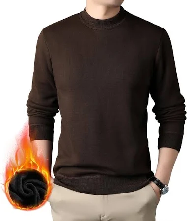 dmfu ニットセーター メンズ メンズタートルネック モックネックセーター ハイネック クルーネック 長袖 ビジネスセーター 裏起毛 無地 厚手 リブ編み 春秋冬