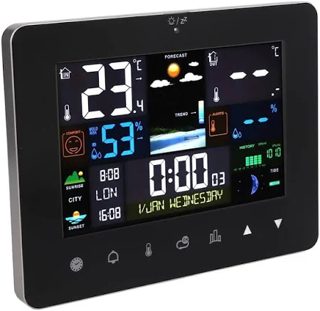 ワイヤレス天気予報ステーションセンシングカラフルなカラースクリーン温度計タッチ付き大画面時計USB天気時計気象ステーション用