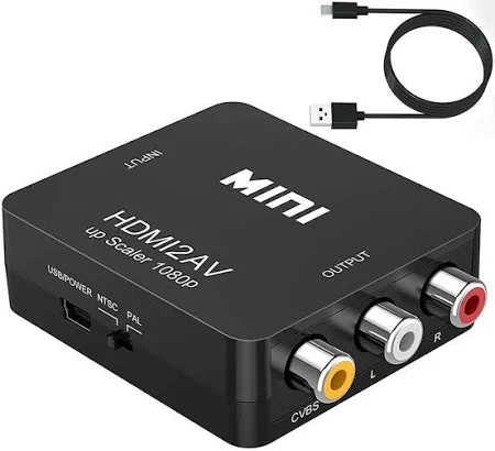 HDMI to AV変換コンバーター HDMI to RCA変換 Deear 1080P対応 アナログ変換 音声出力可 テレビ/PS3/PS4/PS5PC/BDプレーヤー/switch用 充電ケーブル付き ブラック