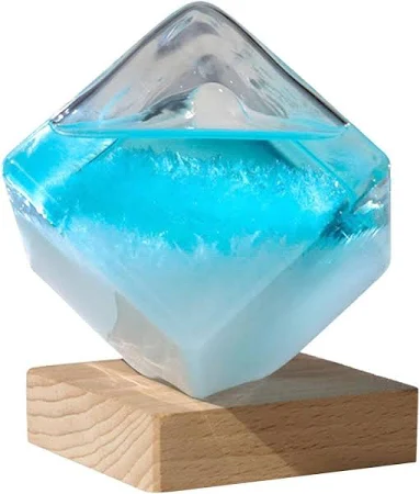ストームグラス天気予報-ガラスの立方体の形の家の装飾的な屋内オフィスの家の装飾のための天気予測ガラスクラウド (ブルー,L)