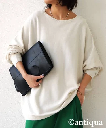 再入荷予定有!ドルマンニット ニット レディース トップス 長袖 綿・不可... フリーサイズ ブラック ホワイト カーキ