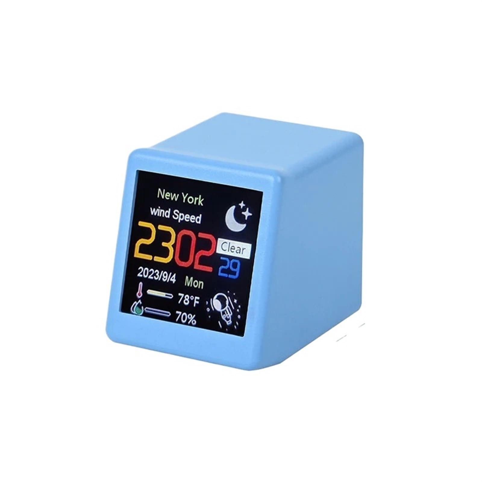 天気温度計、ミニ天気時計、デジタル天気予報ステーション時計、ゲームデスクトップの装飾用、DIY GIFアニメーションアルバム機能