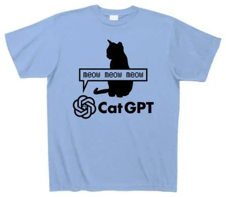CAT GPT(キャットGPT)【パロディー商品】文字黒 Tシャツ (通常印刷)