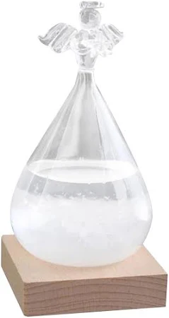 天気予報器 ストームグラス テンポグラス 天使の形 グラスボトル 気象予報 結晶観察 晴雨器 透明 木製のベース 装飾 置物 インテリア 魅力感満点 工芸品 お誕生日 記念日 新築祝い クリスマス 贈り物